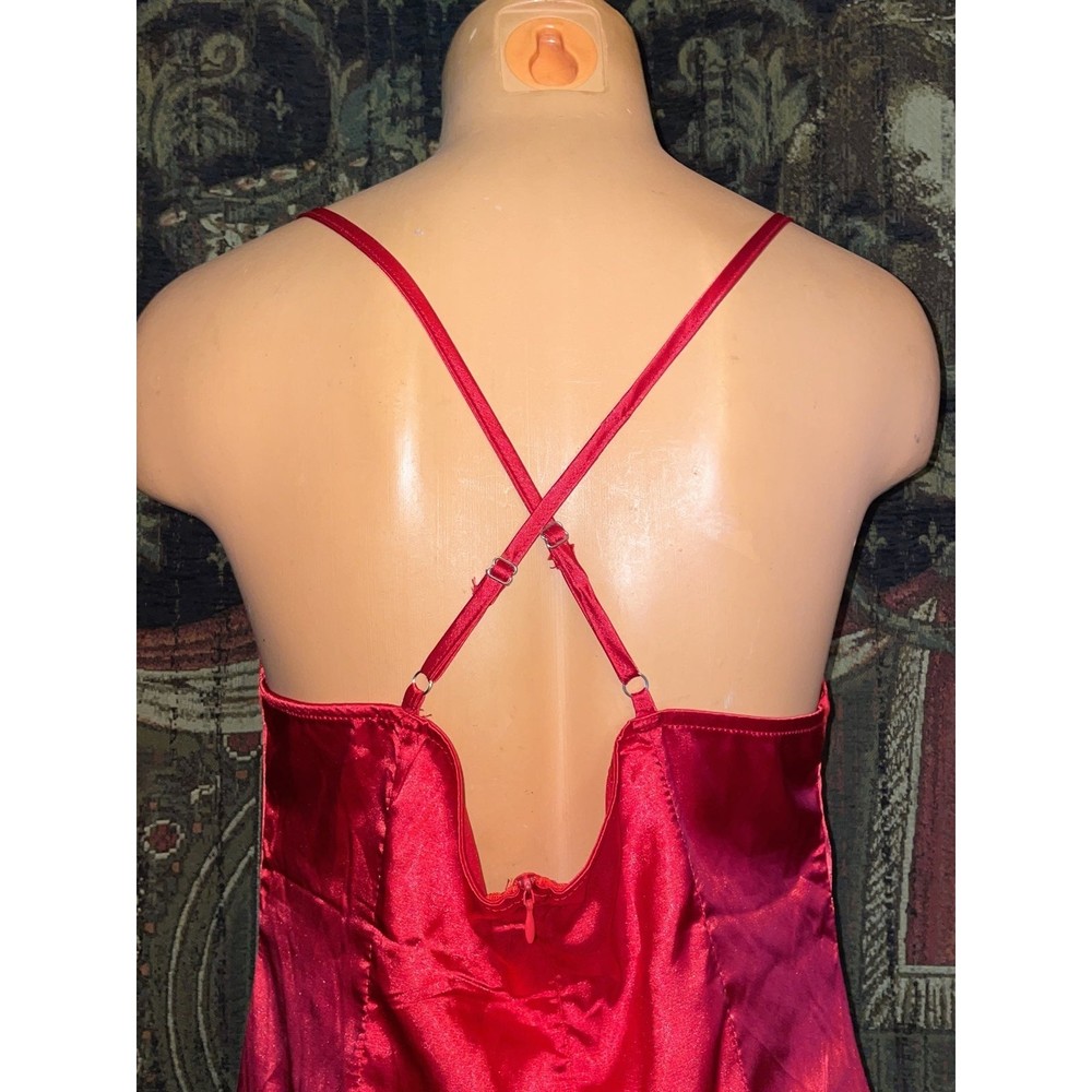 NEW•ROMWE silky slinky red Slip dress Lg - Picture 5 of 11